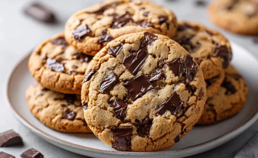 Chocolate chip cookies som blir sega i mitten och gyllene kanter