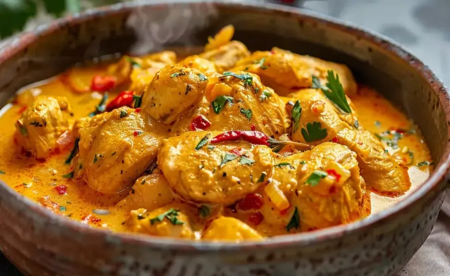 Kyckling curry gryta som blir krämig, frisk och enkel
